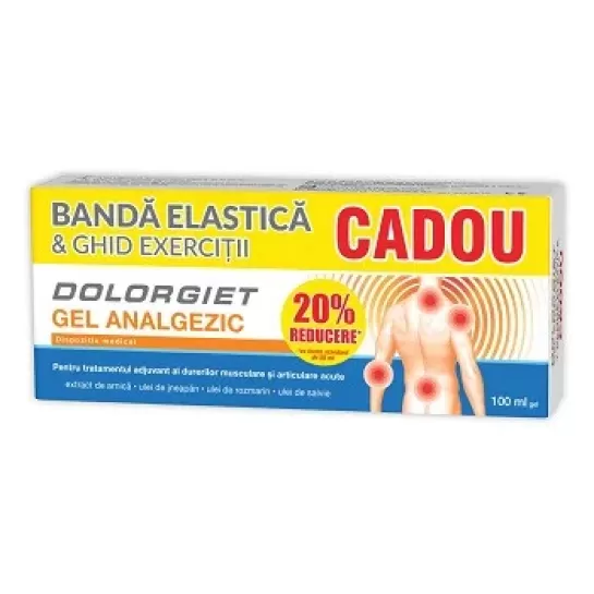 Dolorgiet Gel Analgezic 20% reducere, Zdrovit 100 ml + Bandă exerciții Cadou