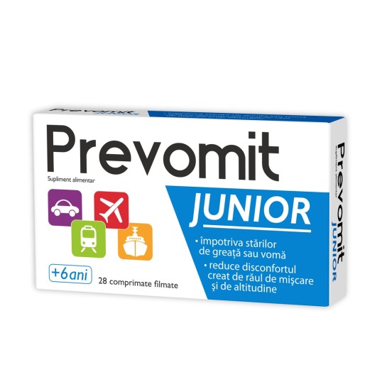 Prevomit Junior + 6 ani, 28 comprimate, Zdrovit
