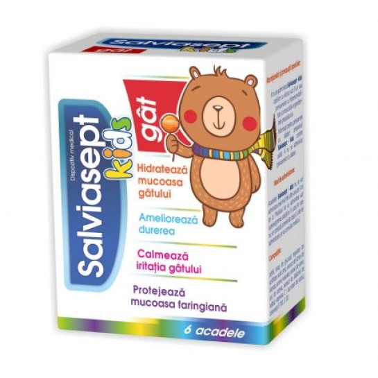 Salviasept Kids pentru gât, 6 acadele, Zdrovit 