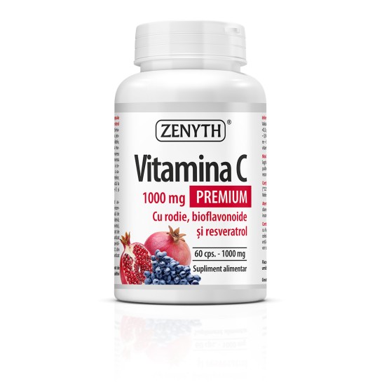 Pachet Vitamina C Premium cu rodie, 1000 mg, 60+30 capsule, Zenyth