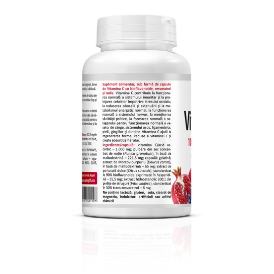 Pachet Vitamina C Premium cu rodie, 1000 mg, 60+30 capsule, Zenyth