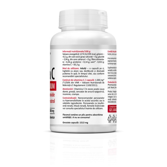 Pachet Vitamina C Premium cu rodie, 1000 mg, 60+30 capsule, Zenyth
