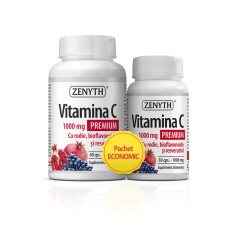 Pachet Vitamina C Premium cu rodie, 1000 mg, 60+30 capsule, Zenyth