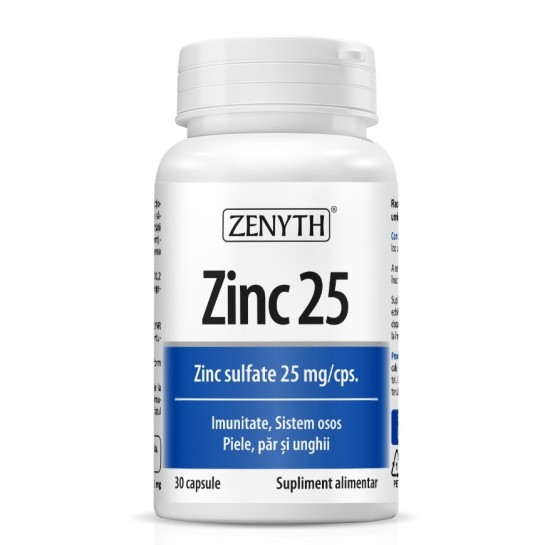 Zinc 25 sulfat de zinc, 25mg, 30 capsule, Zenyth
